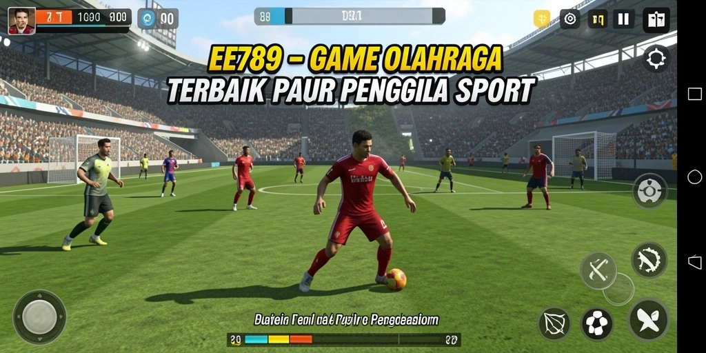 Screenshot utama EE789 menampilkan aksi seru di lapangan olahraga.