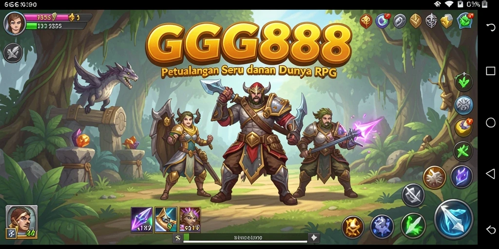 Tangkapan layar GGG888 menampilkan pertarungan epik antara karakter dalam dunia RPG.