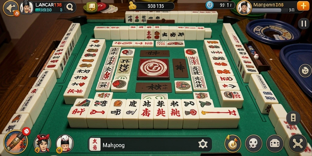 Gameplay LANCAR138 menampilkan ubin Mahjong yang berwarna-warni dan menarik.