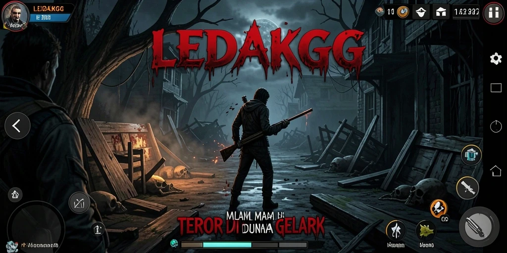 Screenshot menampilkan gameplay menegangkan di dunia gelap dan menyeramkan.