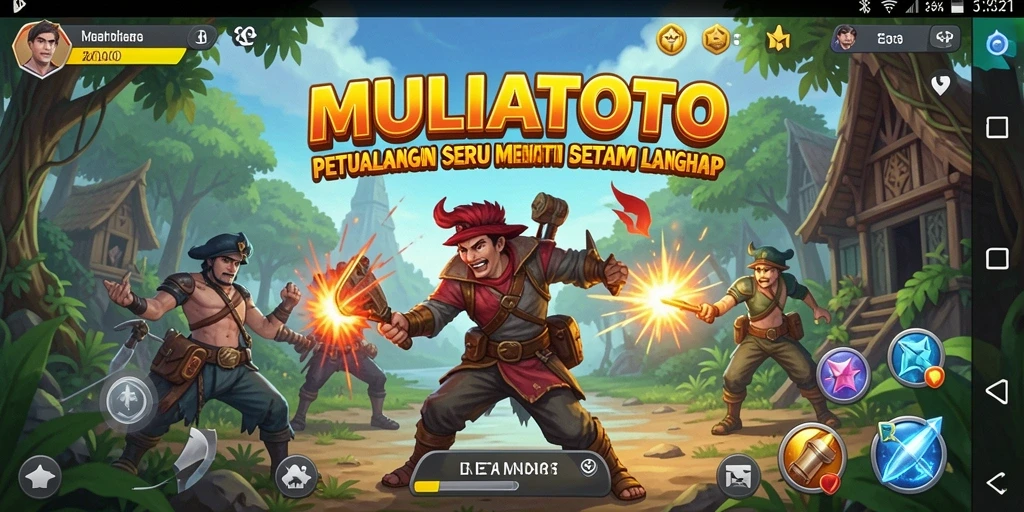 Screenshot gameplay MULIATOTO menampilkan aksi mendebarkan di dunia petualangan.