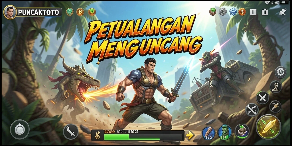 Menampilkan aksi seru dalam gameplay PUNCAKTOTO.