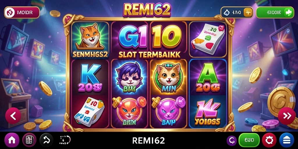 Tampilan gameplay <strong>REMI62</strong> dengan slot yang menarik dan fitur bonus beragam.