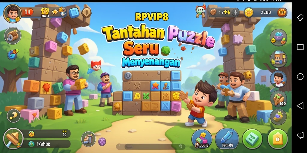 Screenshot gameplay RPVIP8 yang menampilkan berbagai tantangan puzzle.