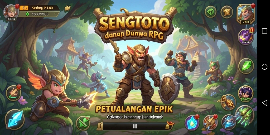 Tangkapan layar utama dari gameplay SENGTOTO yang menampilkan karakter bertarung.