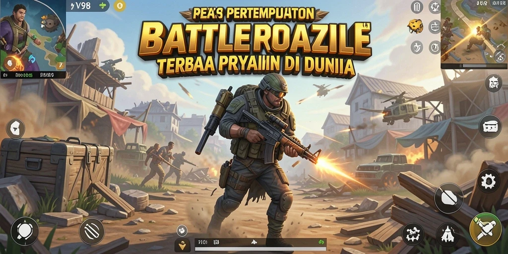 Tangkapan layar V98 menampilkan aksi seru dari pertempuran Battle Royale.